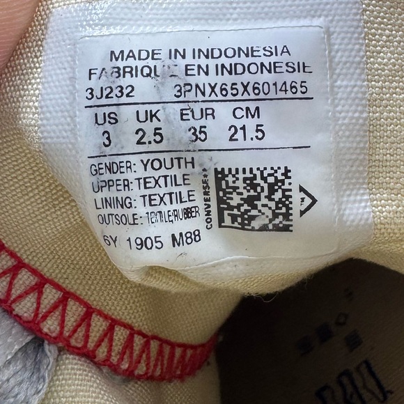 Converse all star red high top kids size 3 - Picture 2 of 6